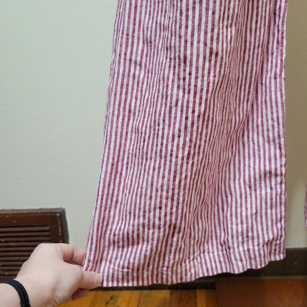 Reformation | Red & White Striped Linen Wide Leg Jumpsuit
